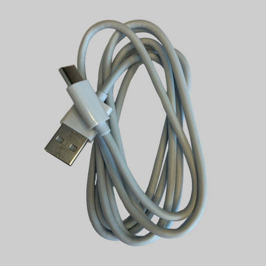 Coiled USB-C cable on a white background