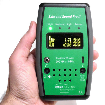 Safe and Sound Pro II RF meter display reading