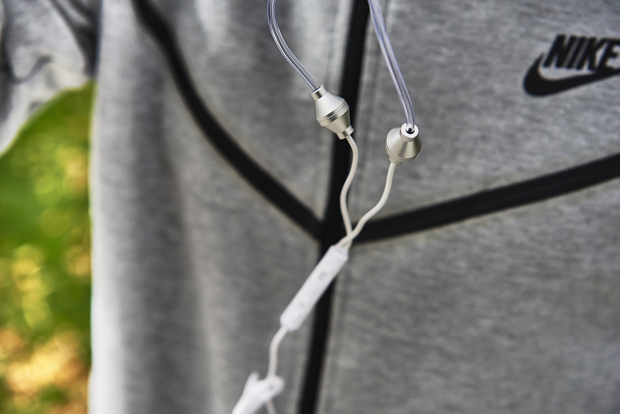 Low EMF AirTube Stereo Headset in use